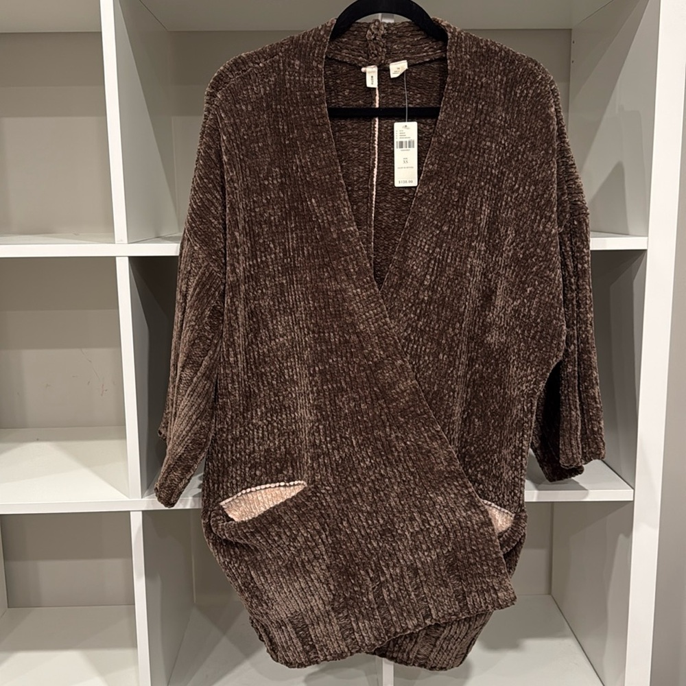 NWT: Anthropologie fleece open front cardigan, size XS